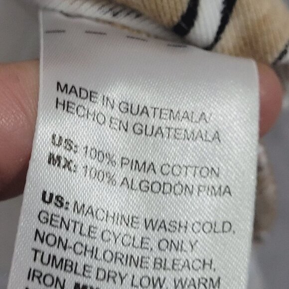 Chico's Womens Leaf Print Top 2/ L Pima Cotton Beige Black  JCT - Picture 5 of 6